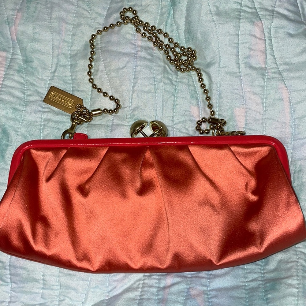 COACH Amanda Darcy Satin Clutch with Chain strap